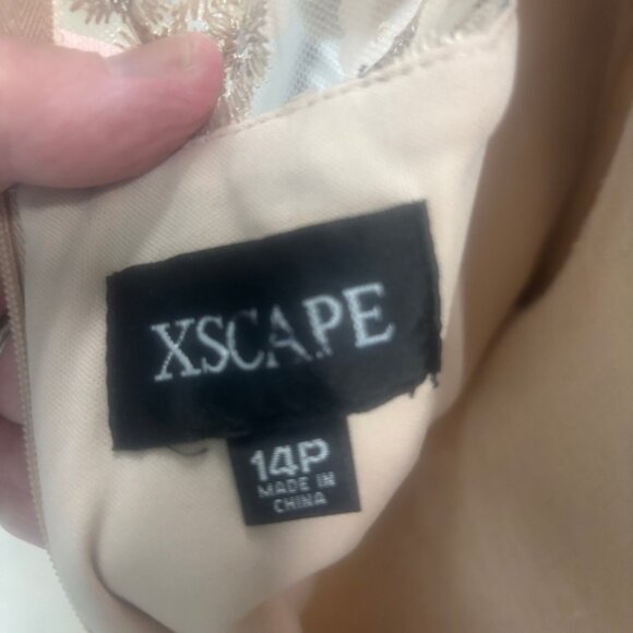 ✨ Xscape 14P Petite Nude 3D Floral Appliqué Evening Gown ✨ - Picture 8 of 8